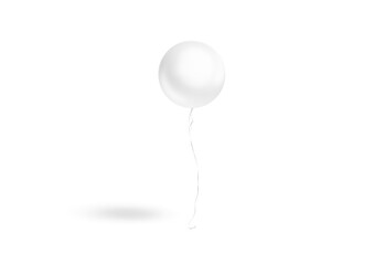 Blank white sphere balloon flying mockup, png, transparent background, 3d rendering. Empty festive round mylar balloons mock up cut out. Clear decor levitates helium balone for patry template.