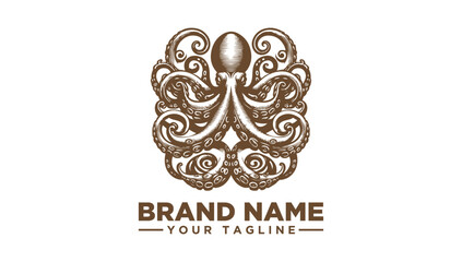 Vintage Octopus Logo Vector Illustration for Branding - Unique and Artistic Design