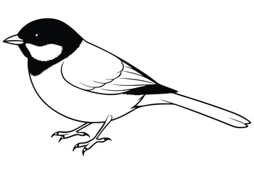 chickadee silhouette line art vector illustration with a white background © pipp99