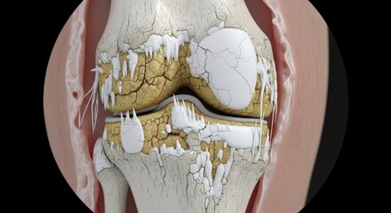 Detailed 3D Render of a Human Knee Joint, Showing Bones, Ligaments, and Cartilage Structures