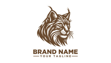 Elegant wildcat head logo vector illustration featuring detailed artistic lines, perfect for strength and nature-inspired branding projects