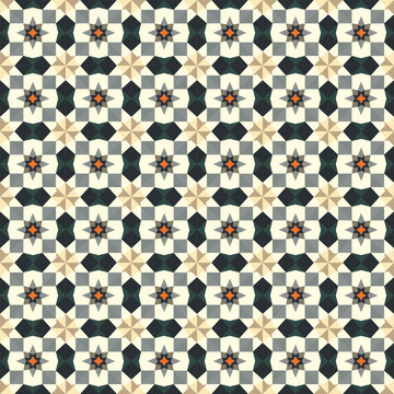 Soft floral geometric Islamic pattern with warm beige and olive tones. Perfect for classic background designs, Islamic event templates, and ornamental decorations.