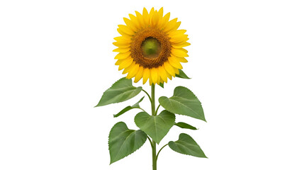 Obraz premium Yellow sunflower plant, isolated on white or transparent background. PNG