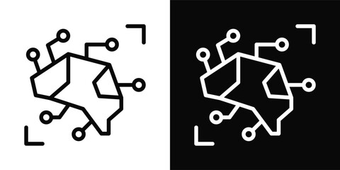 Artificial Inteligence Icon White And Black Background Style