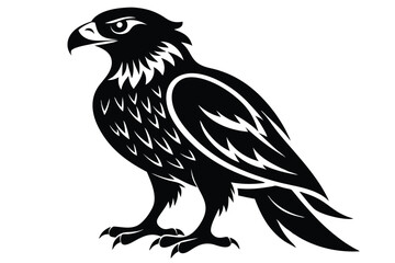 buzzard silhouette line art vector illustration with a white background