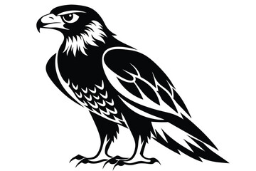 buzzard silhouette line art vector illustration with a white background