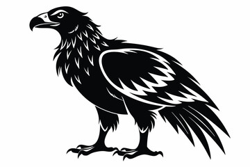 buzzard silhouette line art vector illustration with a white background