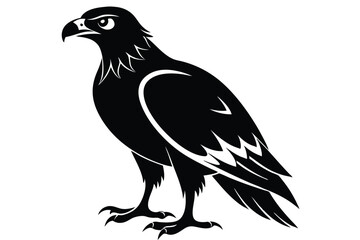 buzzard silhouette line art vector illustration with a white background