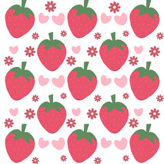 Cute Strawberry Pattern with Pink Fresh Fruit.