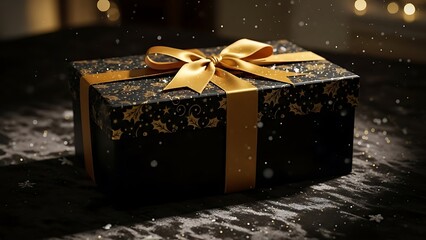 gift box with golden ribbon
