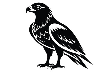 buzzard silhouette line art vector illustration with a white background