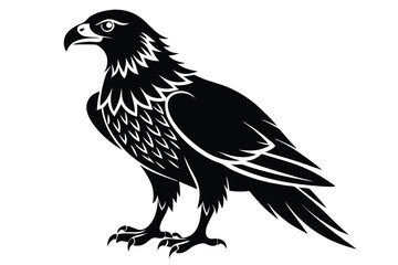 buzzard silhouette line art vector illustration with a white background