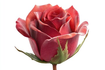 Vibrant Red Rosebud with Tightly Wrapped Petals Showcasing Natural Beauty in Detail