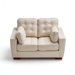 Stylish Angled Loveseat in Cream Color with Soft Cushions and Quality Finish - Top View Representation