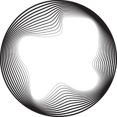 Circle line gradient blend to organic shape. Technology concept