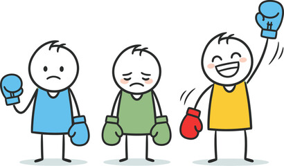 Playful doodle children with colorful balloons and simple shapes evoking joy and friendship in a whimsical hand drawn style