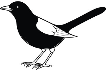 Obraz premium blackbird silhouette line art vector illustration with a white background