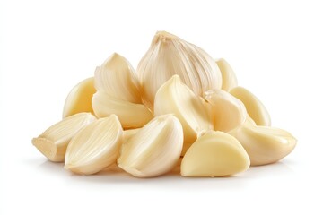 Fresh Garlic Cloves Isolated on White Background Perfect for Culinary and Health-Related Projects