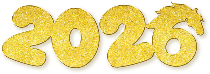 Gold glitter texture 2026 year of the horse typography © titileedzs