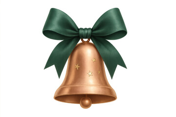 Christmas bell ornament with green ribbon bow creating festive holiday decoration and joyful ringing sound
