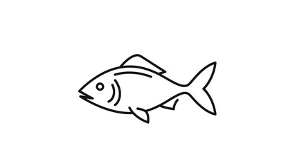 Minimalist Fish Illustration: A simple yet elegant black and white outline of a fish, exuding a sense of tranquility and the beauty of nature.