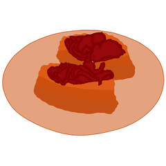 A simple, appealing digital illustration depicting two thick pieces of French toast or waffles