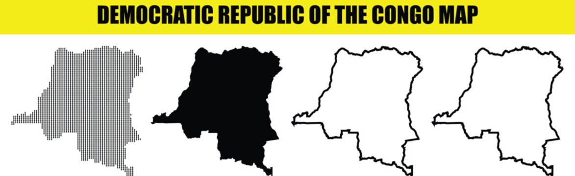 Democratic republic of the congo map collection outline silhouette vector
