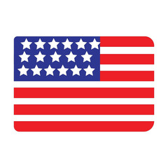 This is an illustration of the United States flag. It features the iconic blue field with white stars on the left side, and thirteen horizontal stripes, alternating red and white, on the right. 