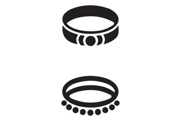 Two simple black outline icons representing rings or crowns isolated on white background