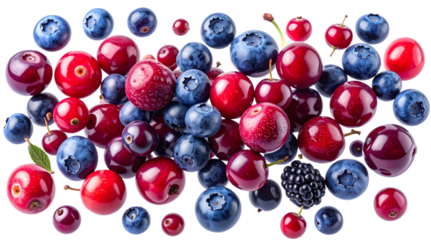 Floating Mixed Berries Collection Realistic PNG Transparent. - Powered by Adobe