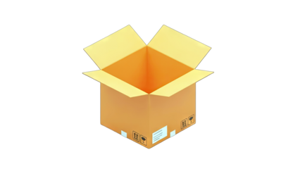 Open Cardboard Box Isolated on White Background