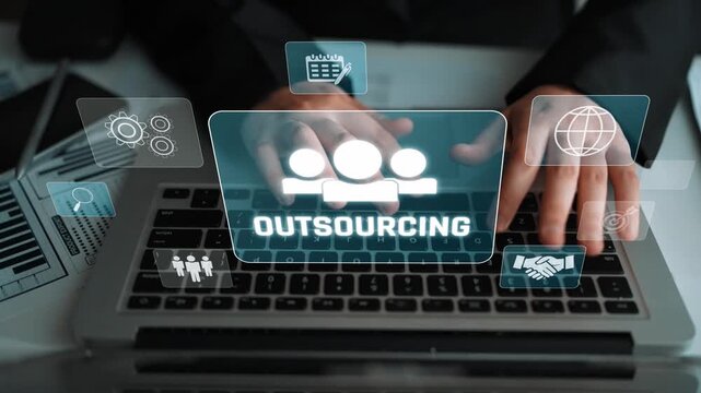Outsourcing concept showing collaboration, delegation, global workforce, productivity, and task management through remote teams and external service providers Marrow