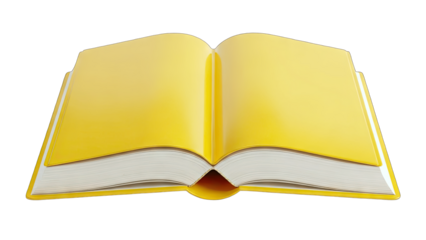Open Yellow Book on White Background