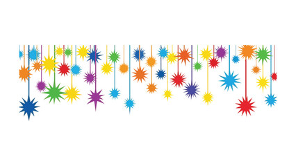Festive Celestial Garland: An array of colorful star and dot shapes suspended in a decorative design, radiating a celebratory ambiance with a blend of vibrant colors and whimsical arrangement.
