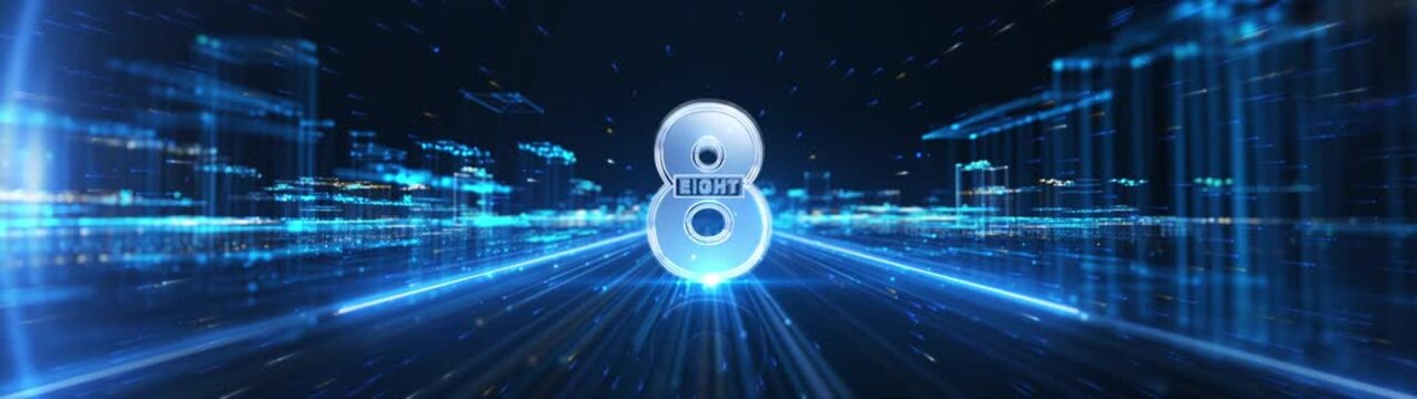 3D digital countdown effect with light shockwave that spreads with the numbers. Countdown from 10 to 1 is accompanied by dazzling halo and flowing light. Perfect for opening video and logo display. 4K
