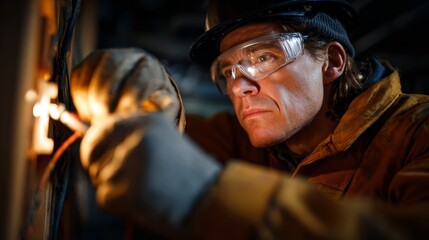Man working on electrical wires