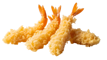 Crispy tempura shrimp, isolated on white or transparent background. PNG