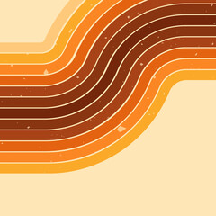 Retro groovy square background with a stripe rainbow.