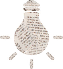 Light bilb with newspaper art collage