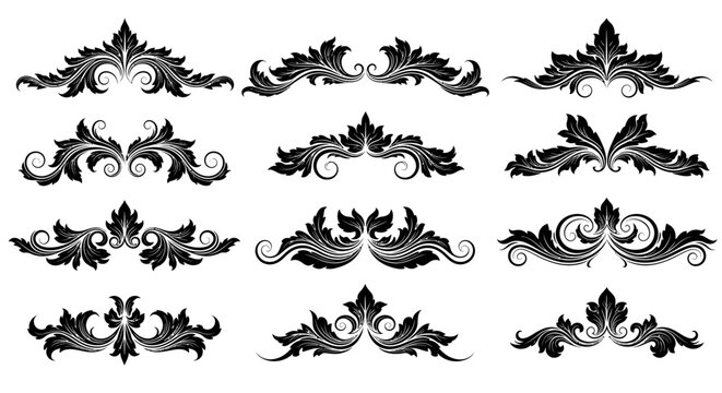 Elegant Flourish Vectors Ornate Scrollwork Design Elements for Creative Projects