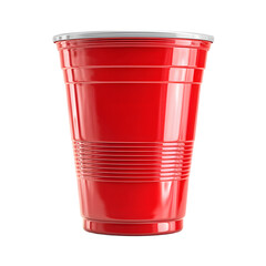 Vibrant Red Plastic Cup on White Background for Product Display and Party Themes