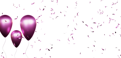 Birthday and celebration banner with balloons and confetti. New Year, anniversary, or birthday party concept. Colorful balloons filled with confetti 4k Video. Birthday balloons and confetti