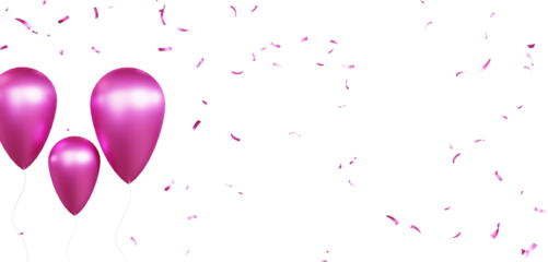 Birthday and celebration banner with balloons and confetti. New Year, anniversary, or birthday party concept. Colorful balloons filled with confetti 4k Video. Birthday balloons and confetti