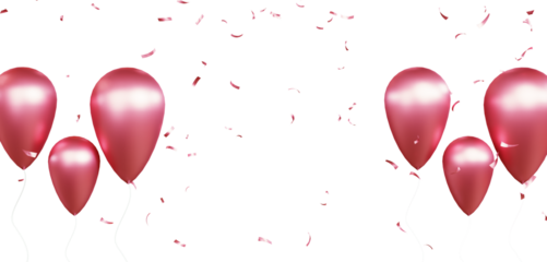 Birthday and celebration banner with balloons and confetti. New Year, anniversary, or birthday party concept. Colorful balloons filled with confetti 4k Video. Birthday balloons and confetti