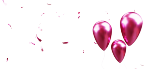 Birthday and celebration banner with balloons and confetti. New Year, anniversary, or birthday party concept. Colorful balloons filled with confetti 4k Video. Birthday balloons and confetti