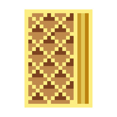 Wafer with pixel art on white background. Chocolate wafer