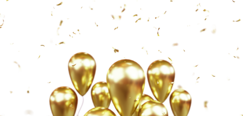 Birthday and celebration banner with balloons and confetti. New Year, anniversary, or birthday party concept. Colorful balloons filled with confetti 4k Video. Birthday balloons and confetti