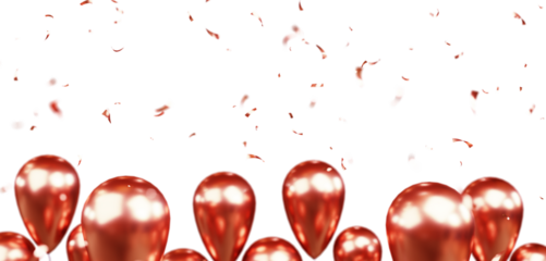 Birthday and celebration banner with balloons and confetti. New Year, anniversary, or birthday party concept. Colorful balloons filled with confetti 4k Video. Birthday balloons and confetti