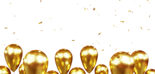 Birthday and celebration banner with balloons and confetti. New Year, anniversary, or birthday party concept. Colorful balloons filled with confetti 4k Video. Birthday balloons and confetti