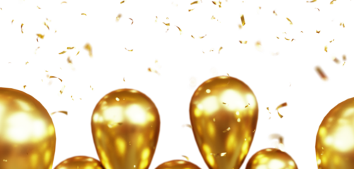 Birthday and celebration banner with balloons and confetti. New Year, anniversary, or birthday party concept. Colorful balloons filled with confetti 4k Video. Birthday balloons and confetti